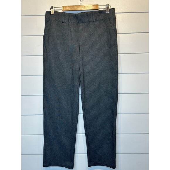 Intro Pull On Dress Pants Medium Gray Pinstripe Pockets Stretch 27"L Ankle Women - Picture 9 of 9